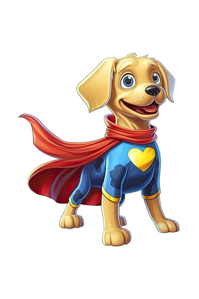 StoryGift Romania Sticker Eticheta 40CM cu un catel in costum de erou, superp...