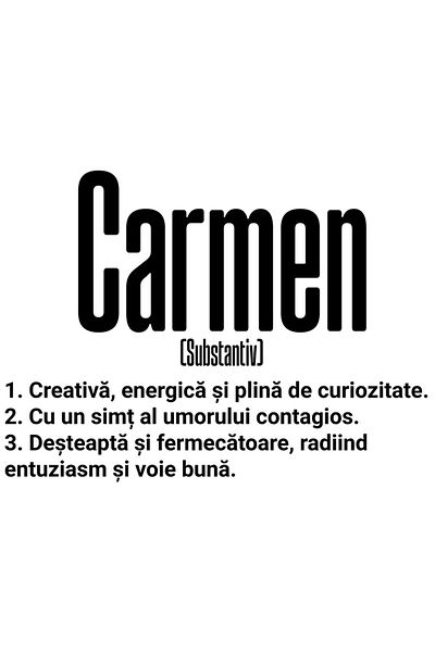 StoryGift Romania Sticker Cu Numele Carmen, Si Mesaj Motivational, Creativa, Desteapta, Curioasa, Amuzanta C