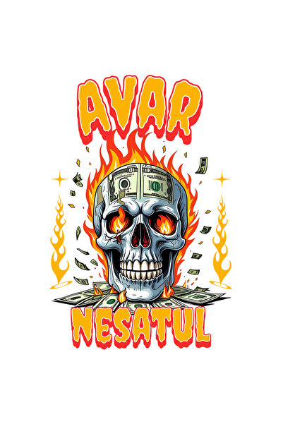 StoryGift Romania Sticker Adeziv 90CM Adeziv Craniu om in flacari cu bancnote...