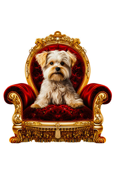 StoryGift Romania Sticker Adeziv 90CM cu un catel blanos care sta pe un scaun...