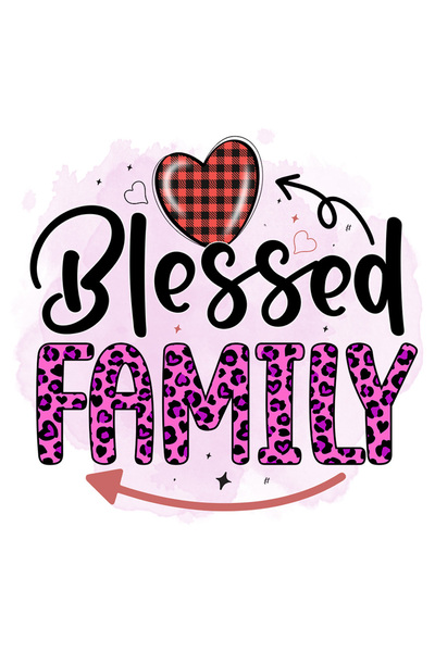 StoryGift Romania Sticker Eticheta 40CM cu mesajul "Blessed family", ilustrat...