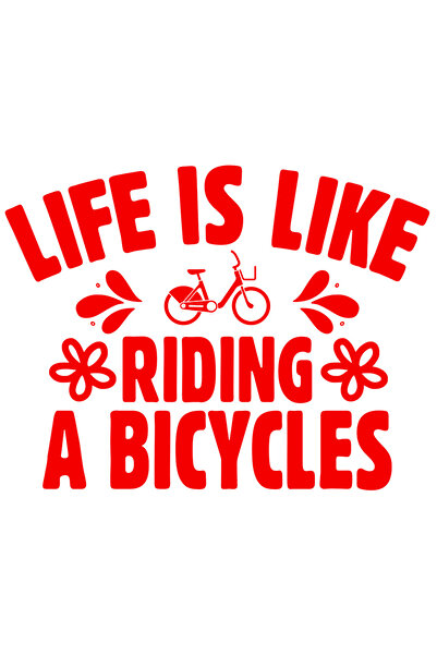 StoryGift Romania Sticker Autocolant 30CM Exterior cu mesajul "Viata e ca o plimbare cu bicicleta" - floricele ,