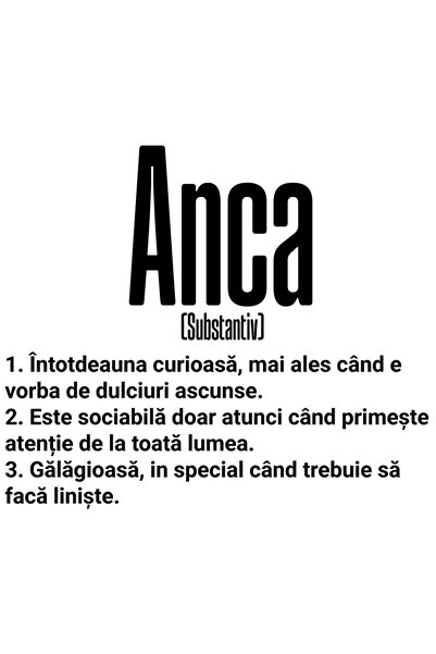 StoryGift Romania Sticker Eticheta 40CM Cu Numele Anca, si Mesaj Amuzant, Cur...