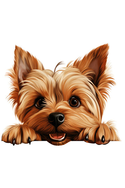 StoryGift Romania Sticker Autocolant 70CM cu o catelusa jucausa, ilustratie, maro, pentru iubitorii de animale,