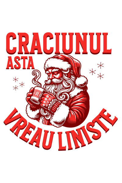 StoryGift Romania Sticker Adeziv 90CM cu Mos craciun Cu Cana Fierbinte Text C...