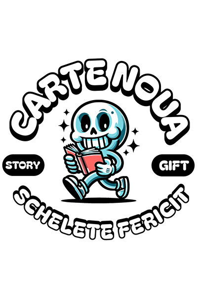 StoryGift Romania Sticker Adeziv 90CM Adeziv CARTE NOUA SCHELETE FERICIT CITIT IUBITORII LECTURA cu Margini Albe