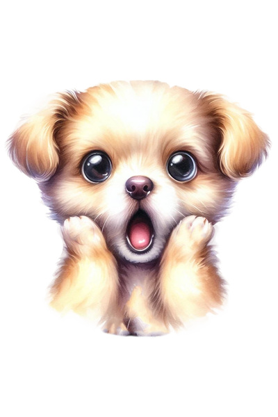 StoryGift Romania Sticker Eticheta 50CM cu un catelus socat, ilustratie, uimi...