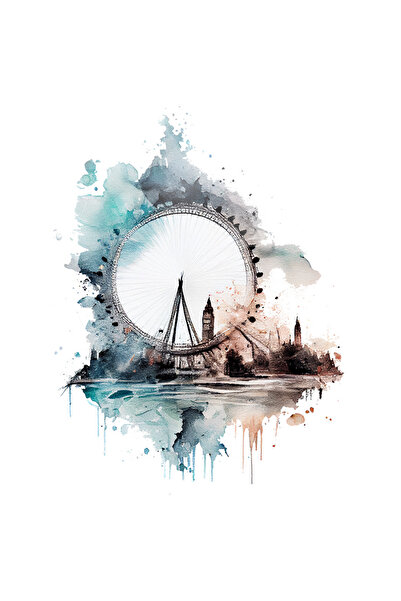 StoryGift Romania Sticker Adeziv 90CM Cu Pictura London Eye, Londra, Marea Br...