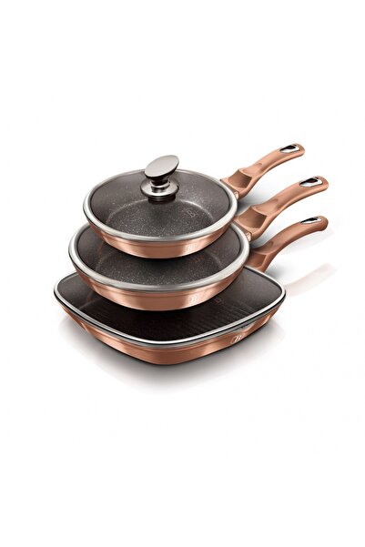 Berlinger Haus Set de 3 tigăi marmorate cu capac auriu-roz Berlinger Haus BH ...