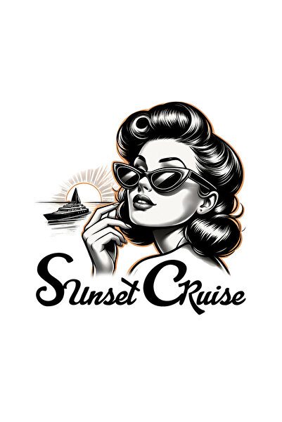 StoryGift Romania Sticker Eticheta 40CM cu mesajul "Sunset cruise", ilustrati...