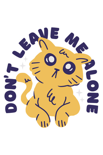 StoryGift Romania Sticker Eticheta 40CM Cu Pisica Suparata Galbena, Text In Engleza Don't Leave Me alone, Pisici