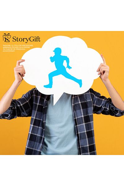 StoryGift Romania Sticker Autocolant 70CM Exterior cu un jucator de baseball care alearga , Vinyl Albastru, 70 cm