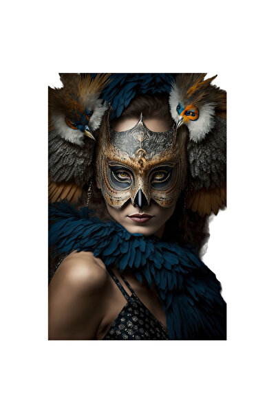 StoryGift Romania Sticker Adeziv 90CM Cu Portret Femeie Cu Masca De Pasare, D...