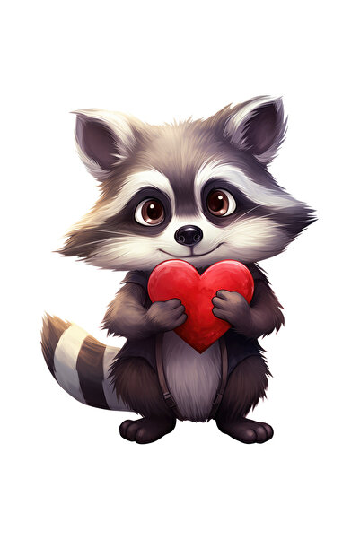 StoryGift Romania Sticker Adeziv 90CM cu un raton care tine in brate o inima,...