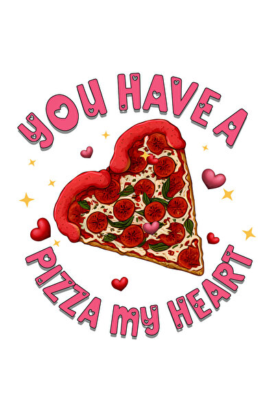 StoryGift Romania Sticker Eticheta 50CM cu o felie de pizza in forma de inima...