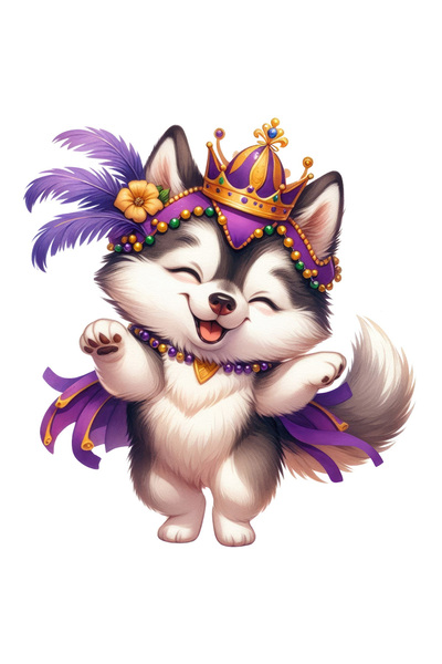 StoryGift Romania Sticker Autocolant 70CM cu un catel Husky, coroana, ilustra...