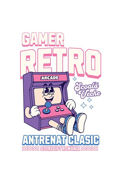StoryGift Romania Sticker Autocolant 70CM Adeziv Gamer retro iubitorii de jocuri video lume noua cu Margini Albe