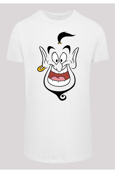 F4NT4STIC Herren Disney Aladdin Genie Face - weiß mit geformtem langem T-Shirt