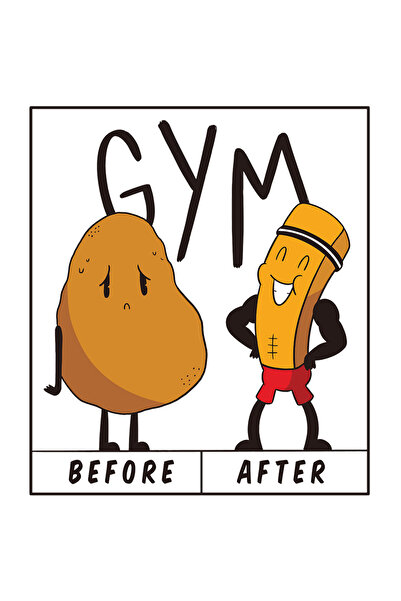 StoryGift Romania Sticker Eticheta 50CM Cu Inainte Si Dupa Gym, Cartof, Funny...