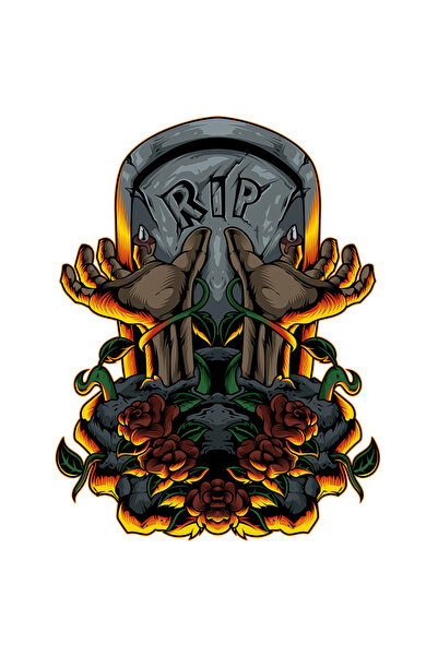 StoryGift Romania Sticker Adeziv 90CM Cu Zombie, Mormant, Piatra, Maini, Plan...