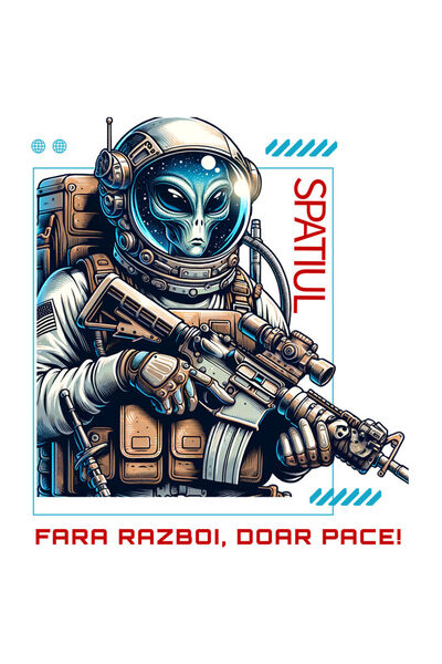 StoryGift Romania Sticker Eticheta 50CM cu Extraterestru In Costum Spatial Cu...