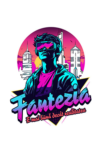 StoryGift Romania Sticker Adeziv 90CM Adeziv baiat ochelarii VR Fantezia e mai buna decat realitatea cu Margini