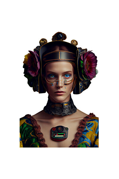 StoryGift Romania Sticker Cu Femeie, Baterii, Abstract, Portret, Flori, Palarie, Robot, Cu Margini Albe, Pv