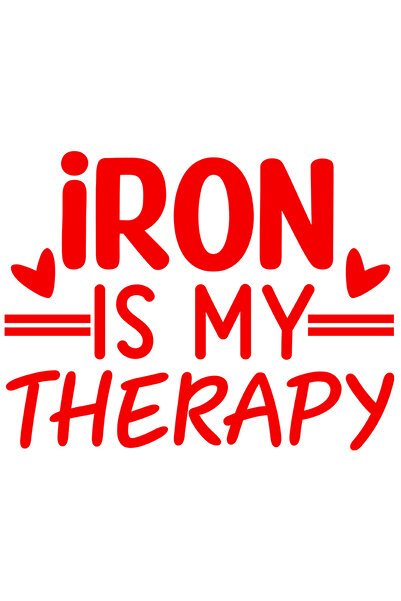 StoryGift Romania Sticker Autocolant 30CM Exterior cu inimioare si textul "Fierul e terapia mea" , Vinyl Rosu, 30 cm