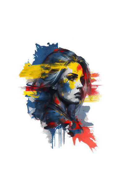 StoryGift Romania Sticker Autocolant 70CM Cu Portret Pictura Curgatoare Fata ...