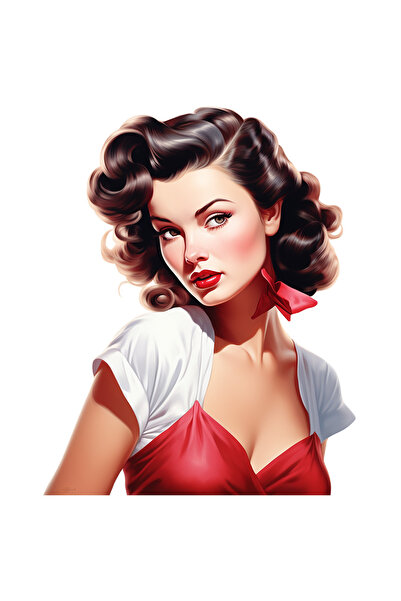 StoryGift Romania Sticker Autocolant 70CM cu o femeie cu parul saten, ilustra...