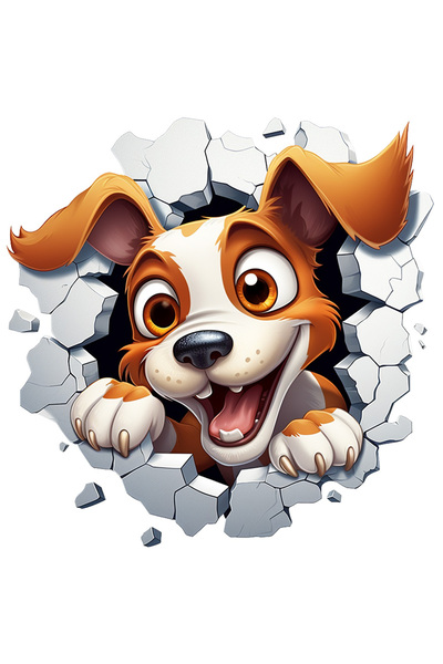 StoryGift Romania Sticker Eticheta 40CM cu un caine scoate capul printr-un zi...