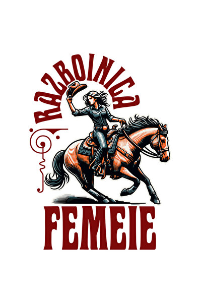 StoryGift Romania Sticker Autocolant 70CM Adeziv femeie pe cal razboinica cow...