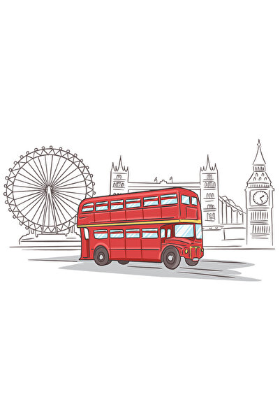 StoryGift Romania Sticker Adeziv 90CM Personalizata Londra, Autobuz, Roata, P...