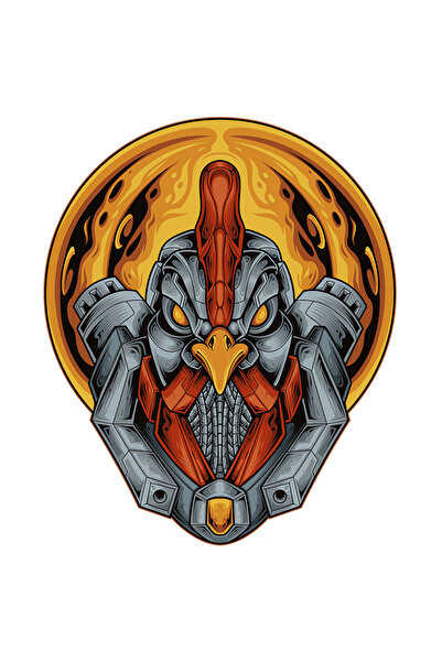 StoryGift Romania Sticker Cu Cocos, Robot, Pasare, Mecha, Sci Fi, Soare, Flacari, Cu Margini Albe, Pvc Viny