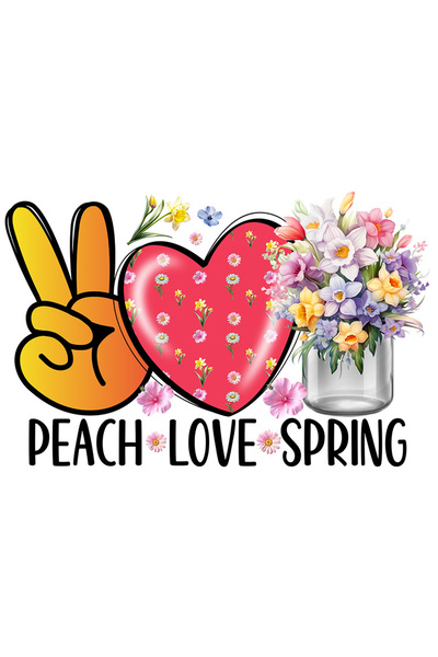 StoryGift Romania Sticker Eticheta 40CM cu mesajul "Peace, love, spring", ilu...