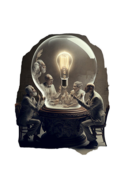 StoryGift Romania Sticker Autocolant 70CM Cu Oameni De Stiinta, Bec, Idei, Ma...