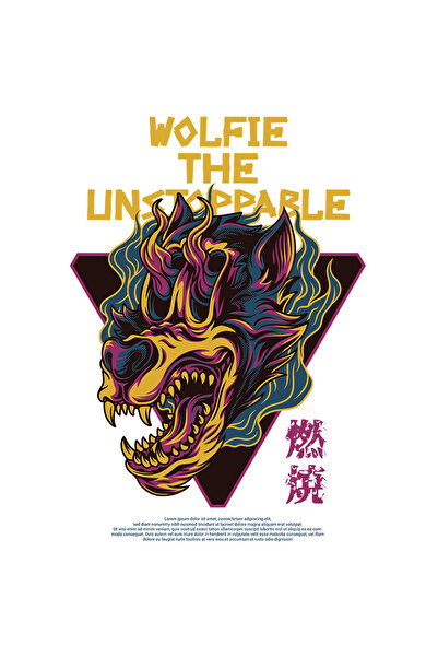 StoryGift Romania Sticker Autocolant 70CM Cu Cap De Lup In Flacari Cu Colti L...