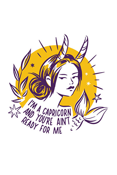 StoryGift Romania Sticker Adeziv 90CM Cu Semn Zodiac Capricorn, Fata Sirena cU Coarne Inalte, Text In Engleza I'