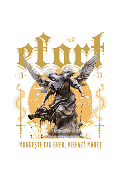 StoryGift Romania Sticker Adeziv 90CM cu Statuie Cu Doua Capete Cu Aripi Text Munceste Din Greu Viseaza Maret c