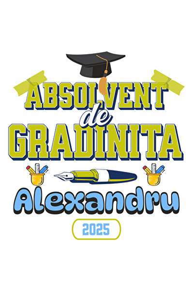 StoryGift Romania Sticker Adeziv 90CM cu Rechizite Scolare Toca absolvire Tex...