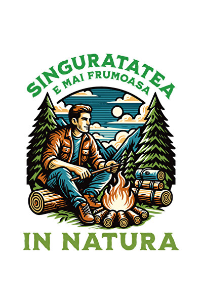 StoryGift Romania Sticker Adeziv 90CM cu Barbat Foc De Tabara In Padure, Aven...