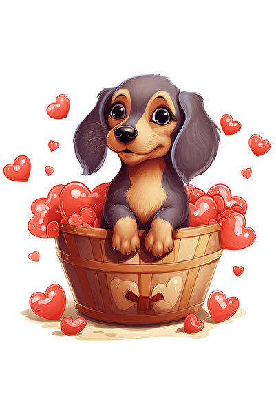 StoryGift Romania Sticker Eticheta 50CM cu un catelus care sta intr-o copaita...