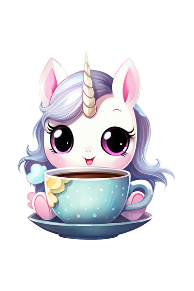 StoryGift Romania Sticker Autocolant 70CM cu un unicorn care sta langa o ceas...