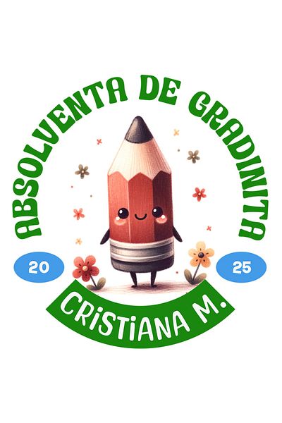 StoryGift Romania Sticker Label 50CM with Sharp Pencil Cheerful Colorful Flowers Text Kindergarten Graduate Text