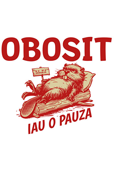 StoryGift Romania Sticker Autocolant 70CM Adeziv Castor Haios Text Obosit Iau...