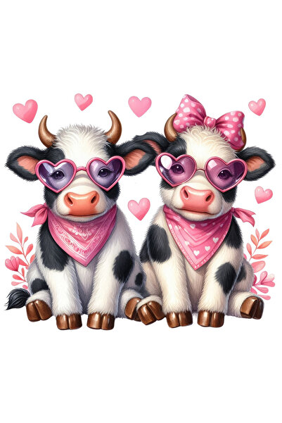 StoryGift Romania Sticker Eticheta 50CM cu 2 vacute cu ochelari in forma de i...