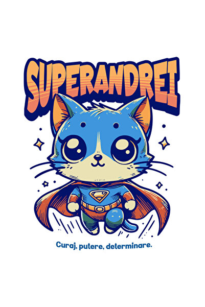 StoryGift Romania Sticker Autocolant 70CM Super Andrei, SuperErou, Pisica Zbu...