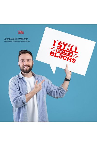 StoryGift Romania Adhesive Sticker 90CM Exterior with the message in English "I still play with blocks" - I still play with