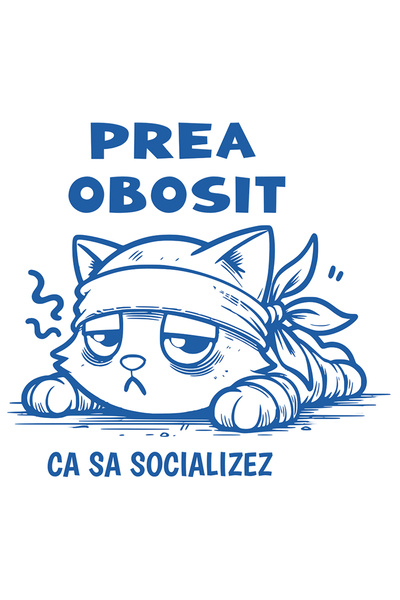 StoryGift Romania Sticker Autocolant 70CM Adeziv Pisica Trista prea obosit ca...