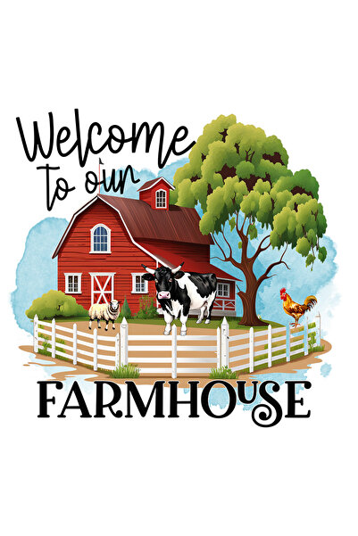 StoryGift Romania 90CM Adhesive Sticker with farm animals with the message "Welcome to our Farmhouse", farmers, cow,